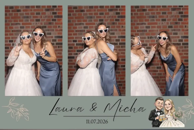 Hochzeitslayout mit drei Fotos